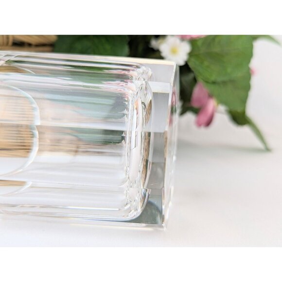 Clear Crystal Vase Small 3.25" Prism Faceted Heavy Flower Vase Minimalist Decor - Picture 5 of 6
